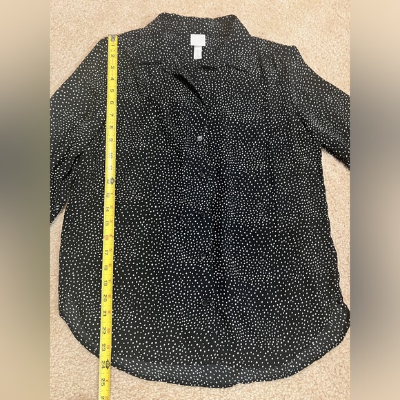 H&M black & white polka dot button up blouse size 2 - Picture 3 of 6